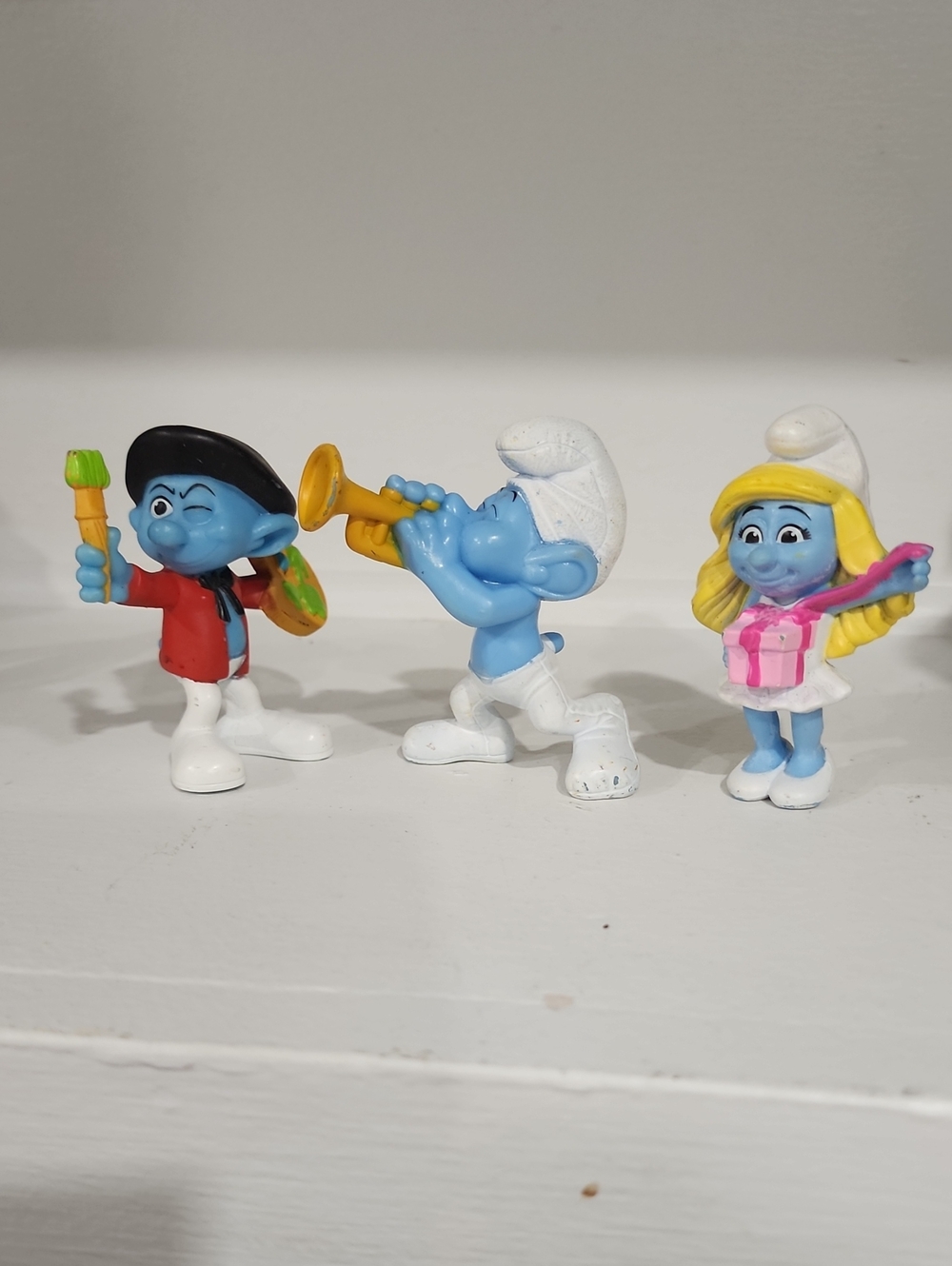 🍒3 Schleich Vintage Smurfs PVC Figurines Lot (Painter, Trumpet, Smurfette)